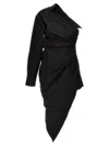 Alexander Wang Asymmetrical Ruched Shirt Dress With Pointed Hem In Black