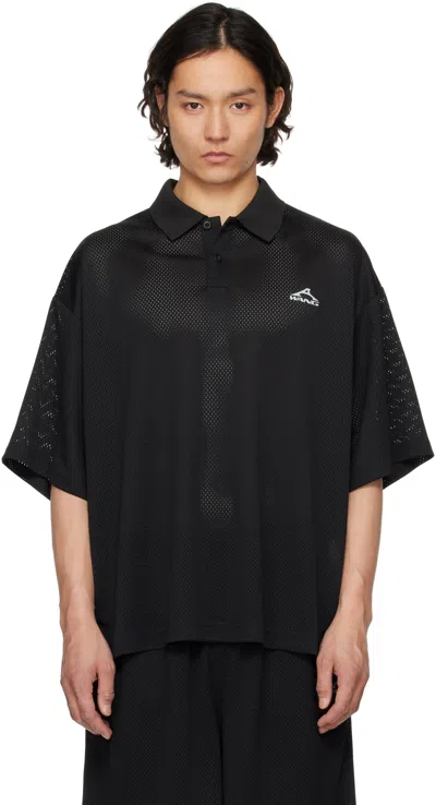 ALEXANDER WANG BLACK ATHLETIC MESH LOGO POLO