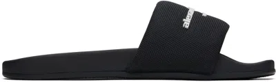 ALEXANDER WANG BLACK AW POOL SLIDES
