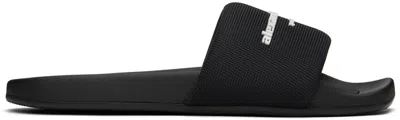 Alexander Wang Padded Logo Pool Slide Sandals Shoes In Black