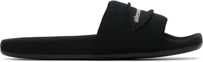 Alexander Wang Black 'aw' Slash Knit Pool Slides