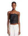 Alexander Wang Strapless Leather Bubble Top In Black