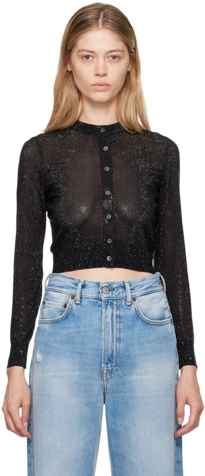 Alexander Wang Black Beaded Hotfix Cardigan In Black 001