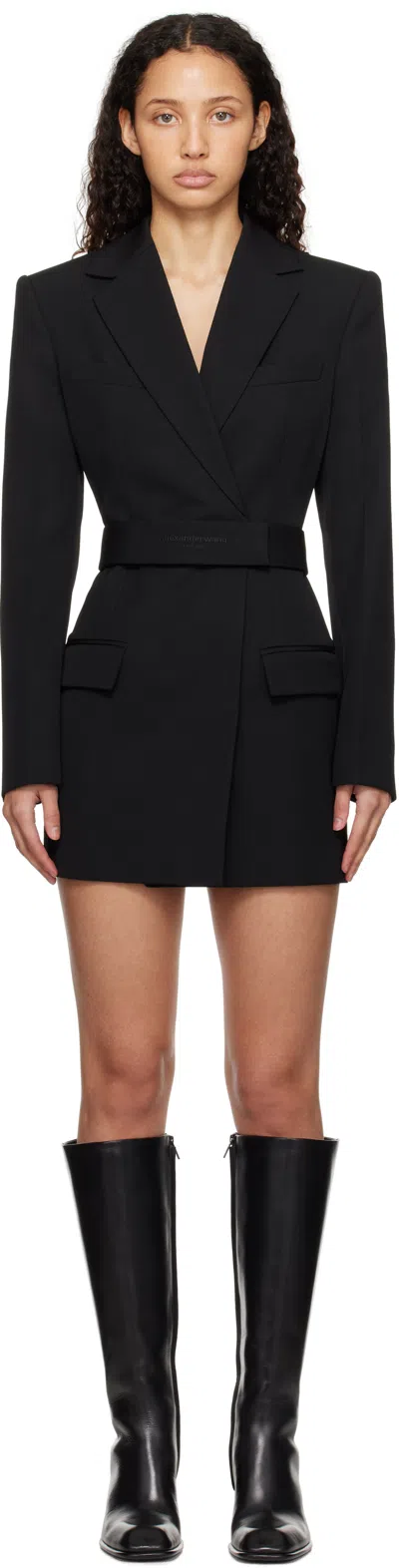 ALEXANDER WANG BLACK BELTED BLAZER MINIDRESS