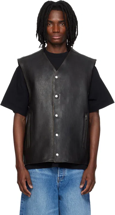 Alexander Wang Black Boxy Moto Leather Vest