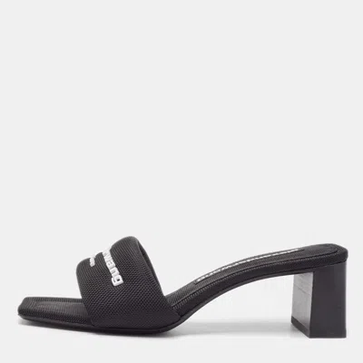 Pre-owned Alexander Wang Black Canvas Anya Slide Sandals Size 36