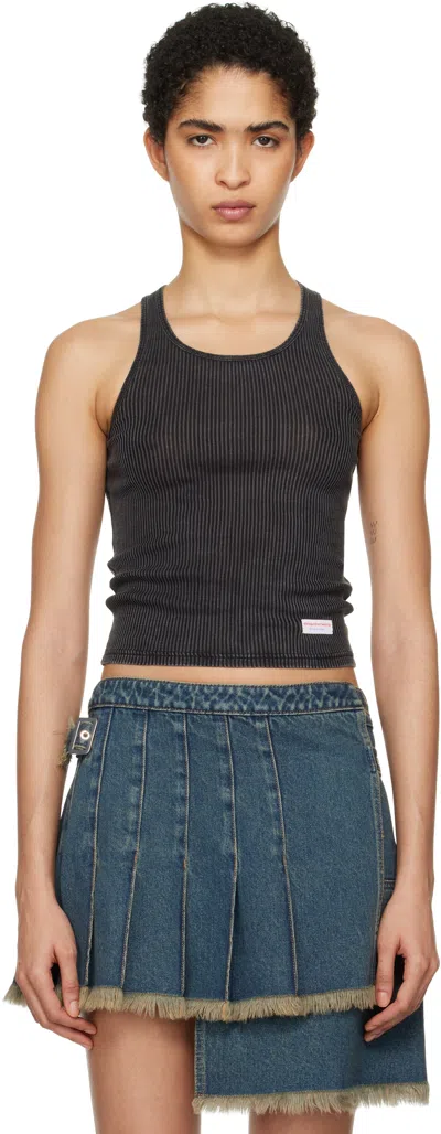 Alexander Wang Black Classic Racer Tank Top In Washed Black
