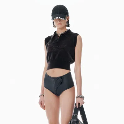 Alexander Wang Black Cotton-blend Chenille Logo Polo