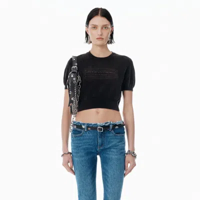 Alexander Wang Black Cotton-blend Chenille Logo Pullover