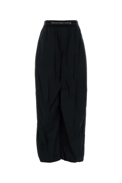 Alexander Wang Black Cotton Blend Wide-leg Pant