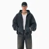 Alexander Wang Black Cotton Logo Zip-up Hoodie In Black