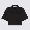 Alexander Wang Cropped Polo Collar Top In Black