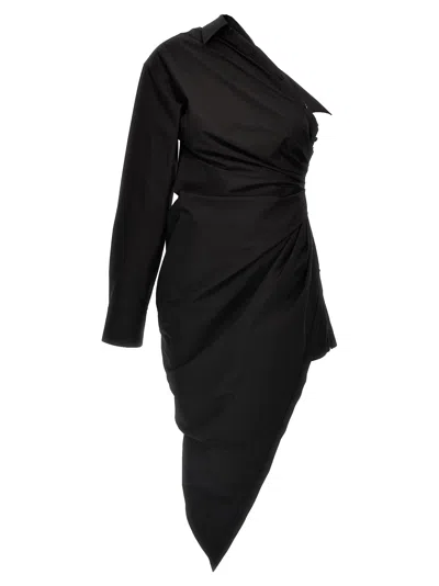 Alexander Wang One-shoulder Cotton Dress In Black