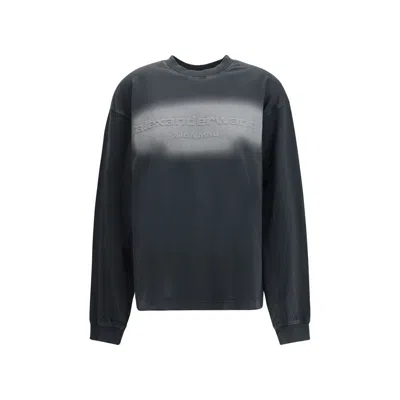 Alexander Wang Black Cotton Sweatshirt In Gray