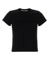 Alexander Wang Distressed Logo Shrunken Tee In Cotton Jersey