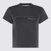 Alexander Wang Crew Neck Short Sleeves Cropped Length In Black
