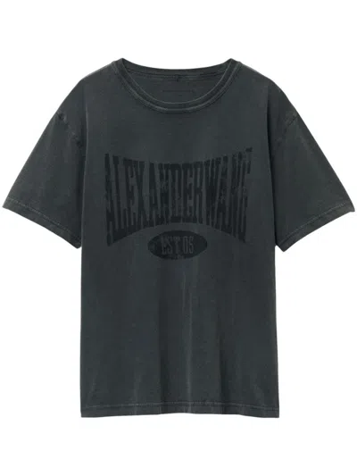 Alexander Wang Black Cotton T-shirt With Contemporary Graphic Print