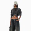 Alexander Wang Black Cotton Terry Shrunken Cardigan