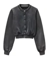 Alexander Wang Black Cotton Terry Shrunken Cardigan