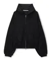 Alexander Wang Black Creased Terry Hoodie In Black