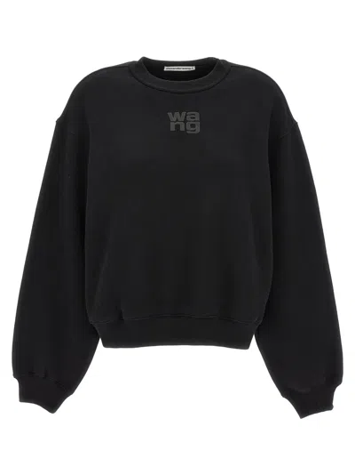 Alexander Wang Relaxed Fit Crew Sweatshirt With Puff Paint Logo In Black