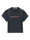 Alexander Wang Logo-print Embellished Cropped Cotton T-shirt In Black