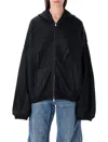 Alexander Wang Hooded Zip Jacket Crinkled Texture In Black