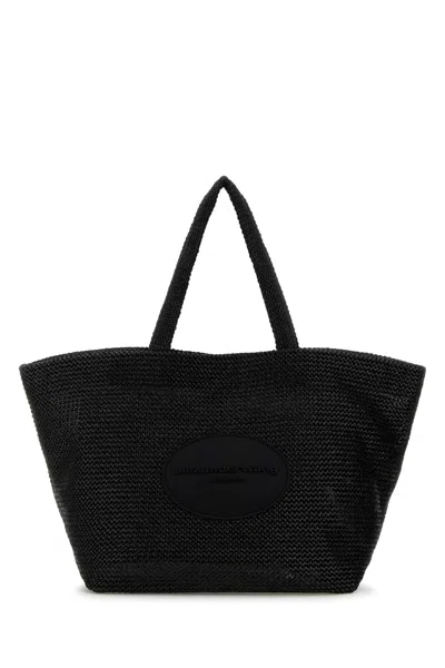 ALEXANDER WANG BLACK CROCHET XL PUNCH SHOPPING BAG