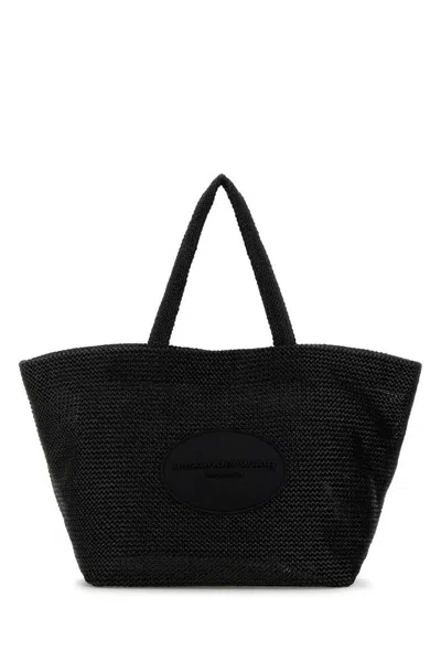 Alexander Wang Black Crochet Xl Punch Shopping Bag