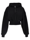 Alexander Wang Womens Faded Black Brand-patch Cropped Cotton-jersey Hoody In Black