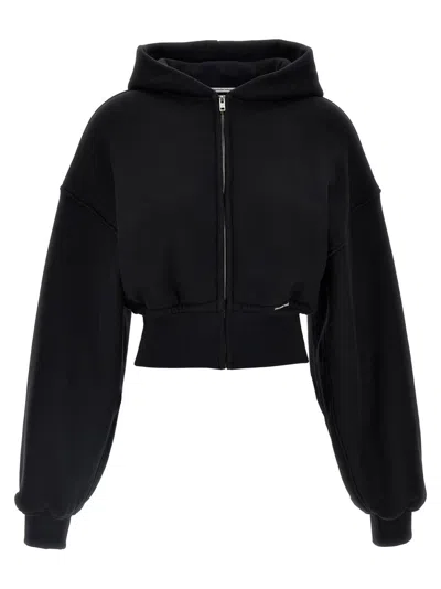 ALEXANDER WANG BLACK CROPPED HOODIE