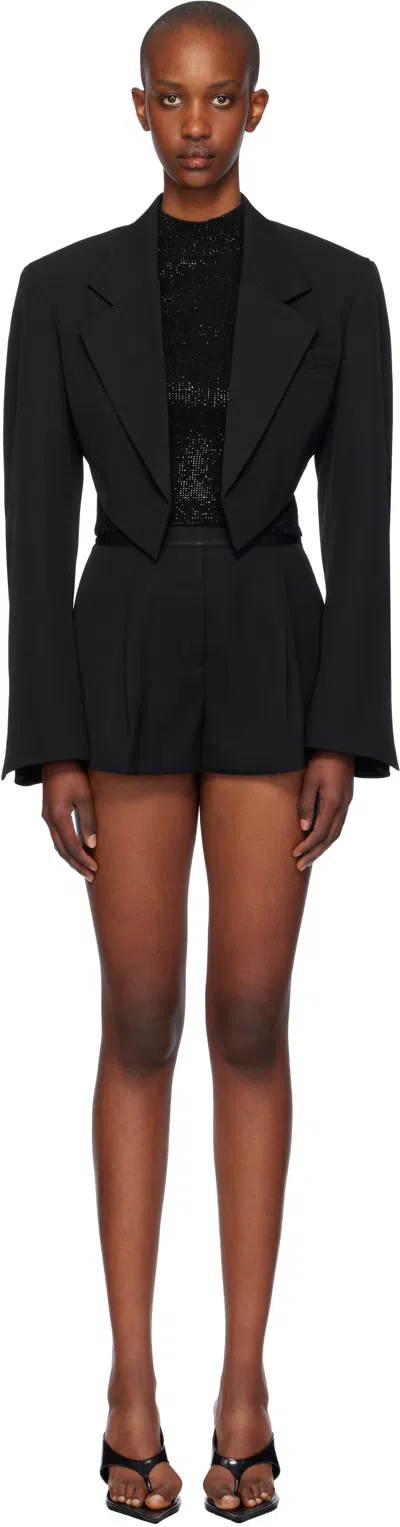 Alexander Wang Black Cropped Tuxedo-style Blazer