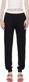 Alexander Wang Black Crystal Hotfix Jogger Waffle Lounge Pants In Black