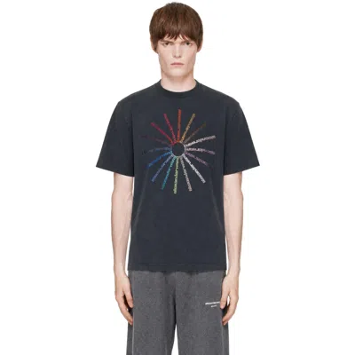 Alexander Wang Black Crystal Hotfix Pinwheel T-shirt In 011 Washed Black