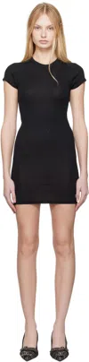 Alexander Wang Black Crystal Hotfix Short-sleeve Loungewear Minidress In Black