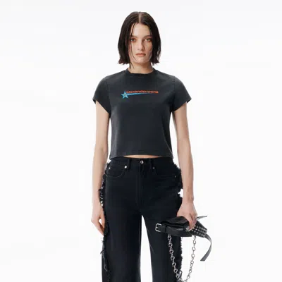 Alexander Wang Black Crystal Hotfix Star Jersey Tee
