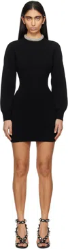 Alexander Wang Black Crystal Tubular Necklace Minidress In Black