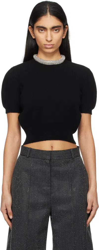 Alexander Wang Short Sleeves Crystal Tubular Necklace T-shirt Black