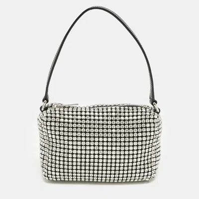 Pre-owned Alexander Wang Black Crystals And Leather Heiress Pochette Bag