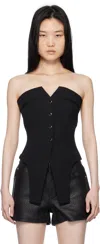 Alexander Wang Deconstructed Strapless Vest Top In Black