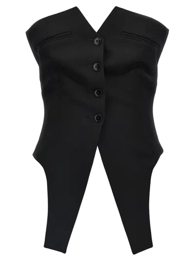 ALEXANDER WANG WOMEN BLACK DECONSTRUCTED VEST, 3XL LUXURY BLAZERS FOR WOMEN DARVEYS