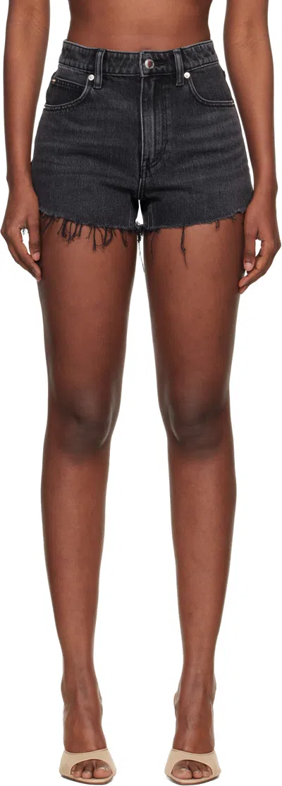 Alexander Wang Black Denim Bite Shorts In Gray