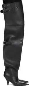 Alexander Wang Black Diablo Open Back Boots In Black