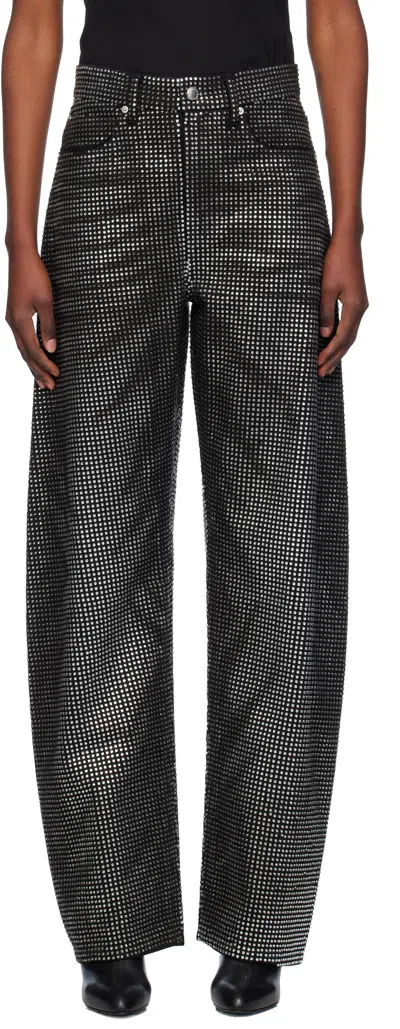 Alexander Wang Black Distressed Crystal Hotfix Jeans In Washed Black 011