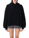 Alexander Wang Black Distressed Logo Hoodie In Black