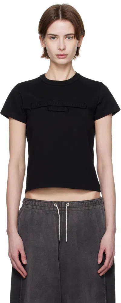 Alexander Wang Black Distressed Logo Shrunken T-shirt