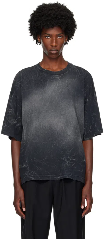 Alexander Wang Black Distressed T-shirt In 025afog Crease