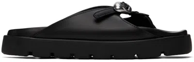 Alexander Wang Black Dome Flatform Leather Sandals In 001 Black