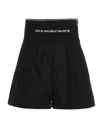 Alexander Wang High Waisted Shorts With Exposed Zipper And Logo Elastic In Black