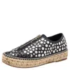 Alexander Wang Black Embellished Leather Platform Espadrille Flats In Black